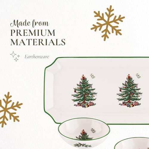 Spode Christmas Tree Rectangular Tray with 3 Dippin Bowls - Set of 4 - Image 4