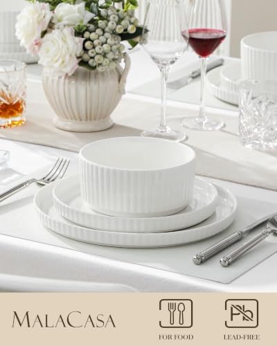 MALACASA Porcelain 18 Pieces Plates and Bowls Set, Dinnerware Set for 6 - Image 3