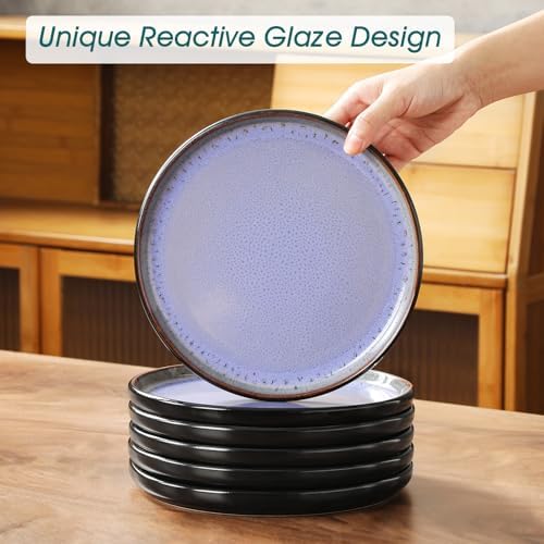 vancasso Plates and Bowls Sets, 18 Pieces Stoneware Dinnerware Sets for 6, Kitchen Dish Set Mircowave and Dishwasher Safe Dinner Set Ceramic Dishware, Light Purple, Series AMBER - Image 5