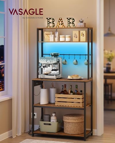 VASAGLE Coffee Bar with LED Lights, 31.5 Inches Bakers Rack - Image 2