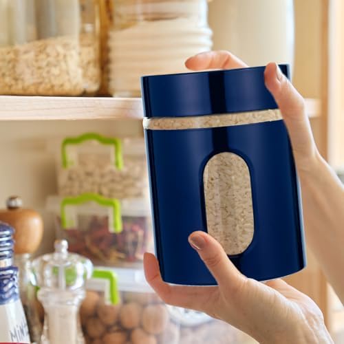 Mimorou 6 Pack 20 oz Airtight Stainless Steel Kitchen Canisters, Navy Blue - Image 4