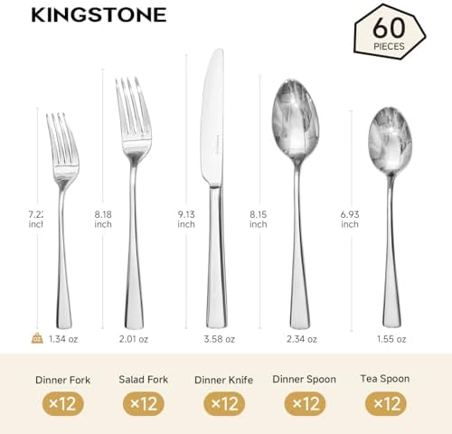 18/10 Flatware set for 12, 60 Piece Stainless Steel Silverware Cutlery Set - Image 7