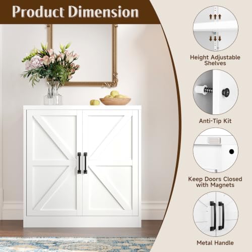 Letaya 36" Metal Storage Cabinet,White Small Kitchen Pantry,Office Credenza - Image 5