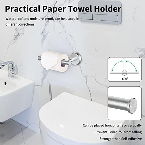 Newfun 10Pcs Brushed Nickel Bathroom Hardware Set - Includes 24&18inch Towel Bar, Robe Hook, Toilet Paper Holder, 2 Pack 5 Piece Bathroom Accessories Set Stainless Steel Wall Mounted - Image 4