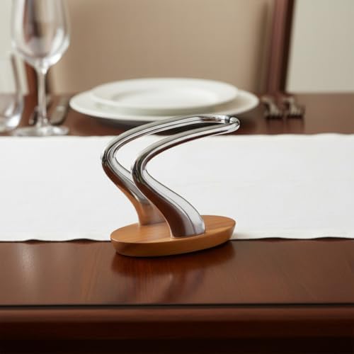 nambe Lupo Napkin Holder for Kitchen Countertops | Use for Indoor and Outdoor Dining | Table Top Luncheon Napkin Tray for Parties, Weddings, and Events | Made of Metal Alloy | 7.5in - Image 4