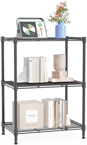 IZEUK 3 Tier Shelf, Heavy Duty Steel Wire Shelving Unit for Home, Kitchen, Laundry Room Organization, Office Storage Rack (17.7" W x 11.8" D x 26.3" H, 450LBS, Grey) by IZEUK