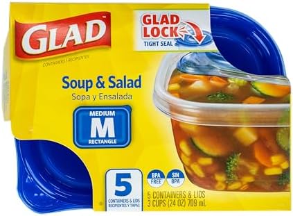 Glad GladWare Medium Rectangle Food Storage Containers, 24 Oz, 5 Ct, 6-Pk - Image 3
