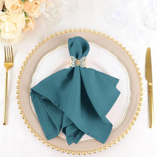 Balsa Circle 20 pcs 17-Inch Peacock Teal Polyester Table Napkins Reusable Washable Wedding Party Dinner Linens Tableware Supplies - Image 4