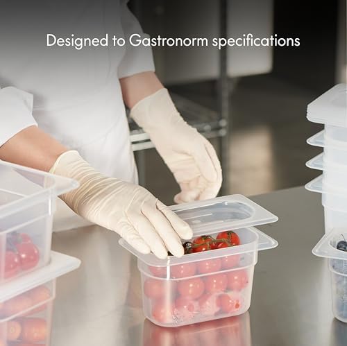 CURTA 6-Pack 1/9 Size 4" Deep Food Pan with Handled Lid – NSF Listed Commercial-Grade Translucent Polypropylene, Stackable Freezer-Safe Storage for Restaurants, Catering & Buffets - Image 3