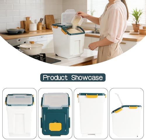 AnRui Airtight 25LB Flour & Grain Storage Container, 2Pcs, Blue - Image 3