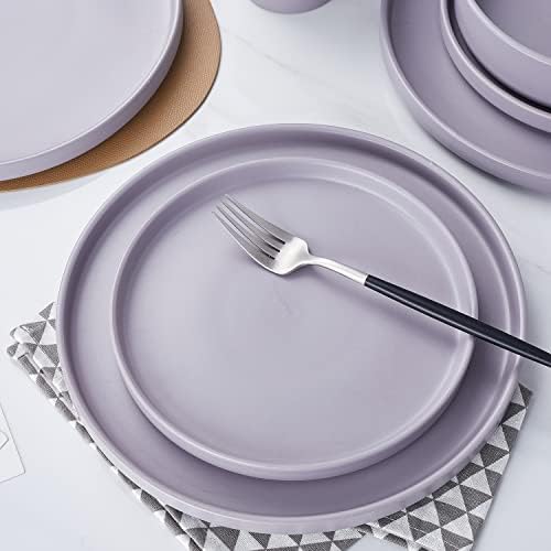 Stone Lain Cleo Stoneware 16-Piece Modern Dinnerware Set, Plates and Bowls, Light Gray, Service for 4, Microwave & Dishwasher Safe - Image 4