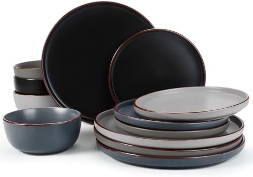 Famiware Mercury 12-Piece Stoneware Dinnerware Set, Multi-color by Famiware