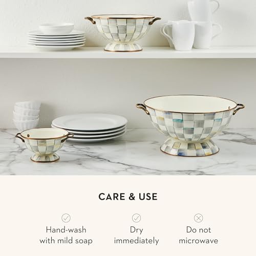 MACKENZIE-CHILDS Enamel Everything Bowl, Gray-and-White Sterling Check - Image 5
