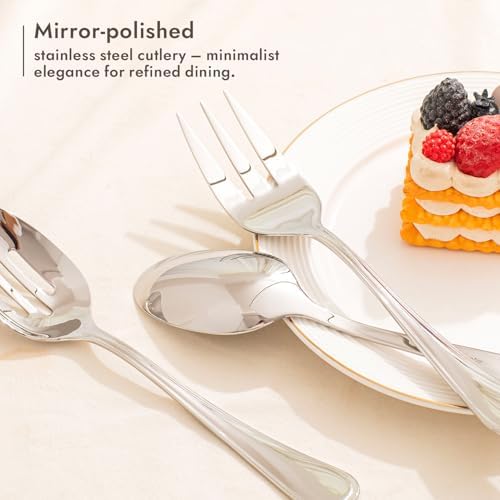 16-Piece Teardrop Serving Utensils Set, 18/10 Stainless Steel Utensils - Image 5