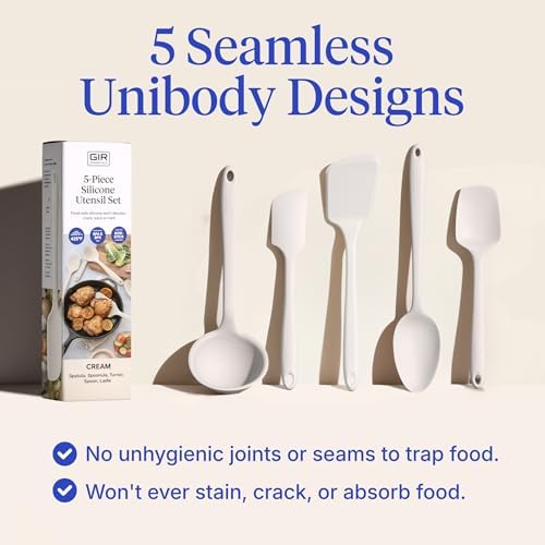 GIR: 5-Piece Silicone Essentials Kitchen Utensils Set – Cream - Image 3