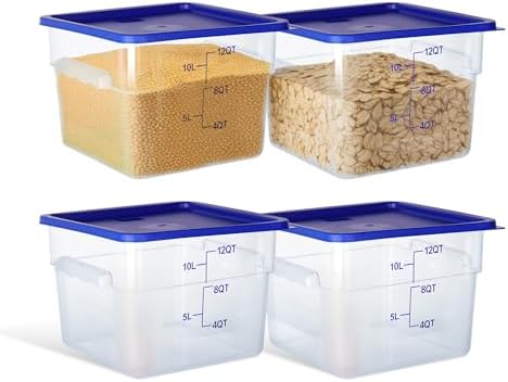 4 Pack 12QT Square Food Storage Containers with Lids by STEELUS
