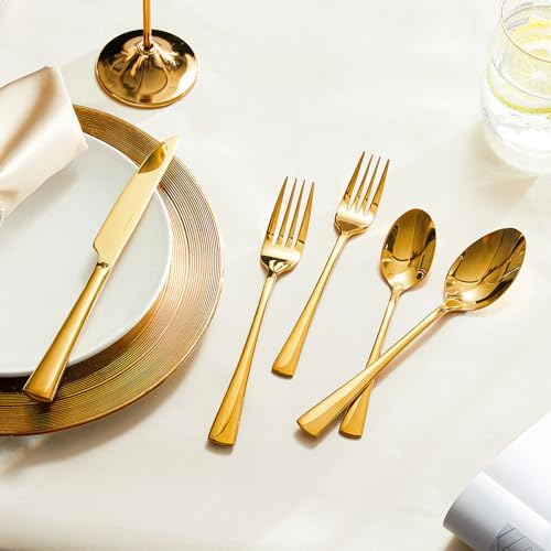 18/10 Flatware set for 8, 40 Piece Gold Stainless Steel Silverware Set - Image 2