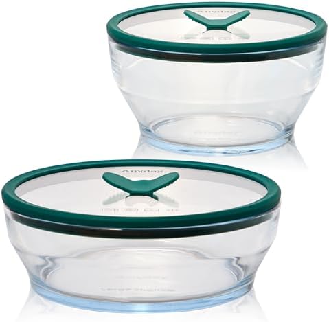 Anyday 4-Piece Large Glass Food Storage with Lids (Clear Kale) by Anyday