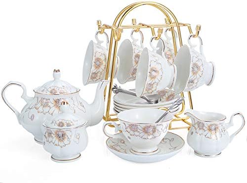 CHENP.HMC Tea Set 22-Piece Porcelain Ceramic Coffee(Chrysanthemum) by CHENPH