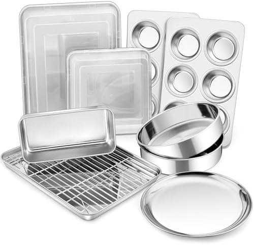 P&P CHEF 12-Piece Bakeware Set, Stainless Steel Baking Pans Set for Cooking by PPCHEF