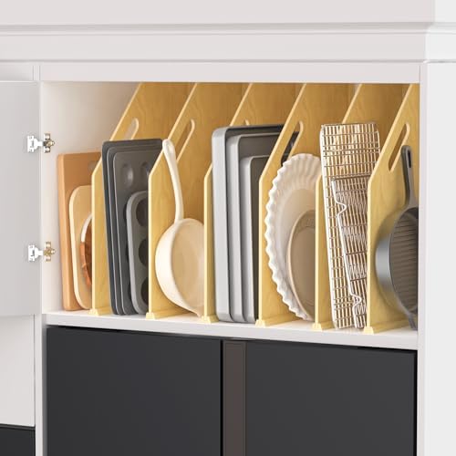 6 Pack Wood Tray Dividers for Cabinet, Cookie Sheet Organizer for Cabinet - Image 6
