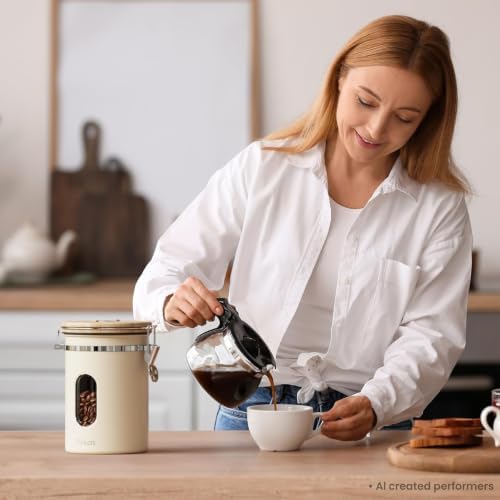Veken Coffee Canister with Window, Airtight Stainless Steel Container, 22OZ - Image 5