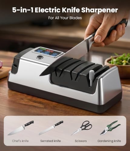 Newise Electric Knife Sharpener for Kitchen Knives, 3-Stage, Silver - Image 2