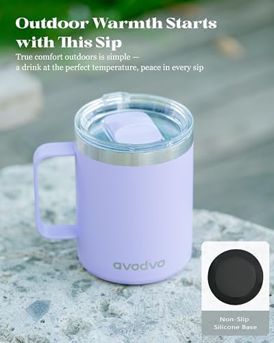 12oz Insulated Coffee Mug with 2 Lids & Handle, Stainless Steel Cup - Image 6