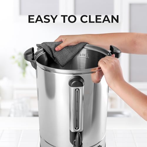 Zulay Kitchen 50 Cup Coffee Urn Commercial Coffee Maker, Hot Water Urn - Large Coffee Maker With Double-Wall Stainless Steel, Quick Brew, Stays Hot for Tea & Beverage at Events & Catering - Silver - Image 6