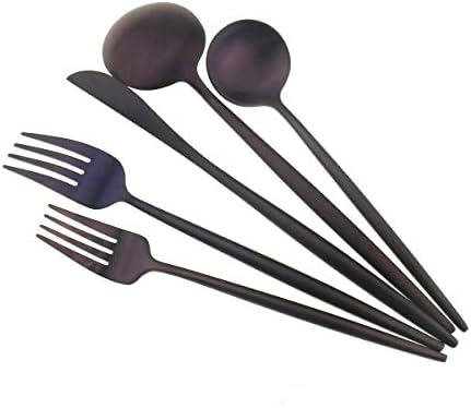 20-Piece 18/10 Stainless Steel Flatware Silverware, Luxury Dinnerware Set Travel Cutlery Tableware Include Knife Fork Spoon Service for 4,Healthy & Eco-Friendly Dishwasher Safe (Purple Matte) - Image 3