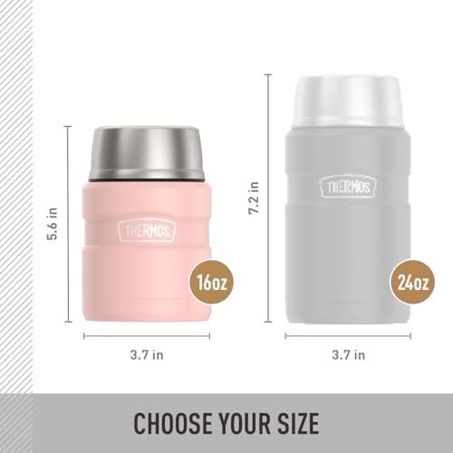 THERMOS Stainless King Food Jar with Spoon, 16oz, Matte Pink - Image 5