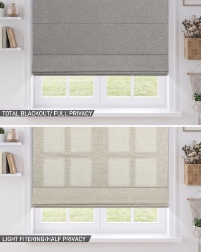 No Drill Roman Shades,70％ Blackout-Beige,30" W x 64" H - Image 5