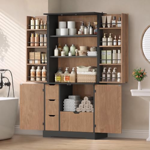 Itaar 70.9" Kitchen Pantry Cabinet,6 Door Shelves and 4 Drawers, Brown - Image 7