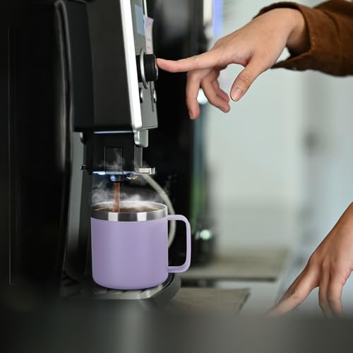 VEGOND 14 oz Insulated Coffee Mug Bulk with Handle, Stainless Steel Travel Coffee Mug with Lid, Double Wall Vacuum Metal Coffee Cup, Coffee Tumbler Powder Coated, Purple 8 Pack - Image 2
