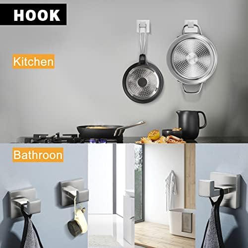 Brushed Nickel Bathroom Towel Bar Set Bathroom Accessories Hardware Set Including Towel Bar Towel Ring Coat Hook and Toilet Paper Holder with Shelf. Wall Mounted Stainless Steel - Image 5