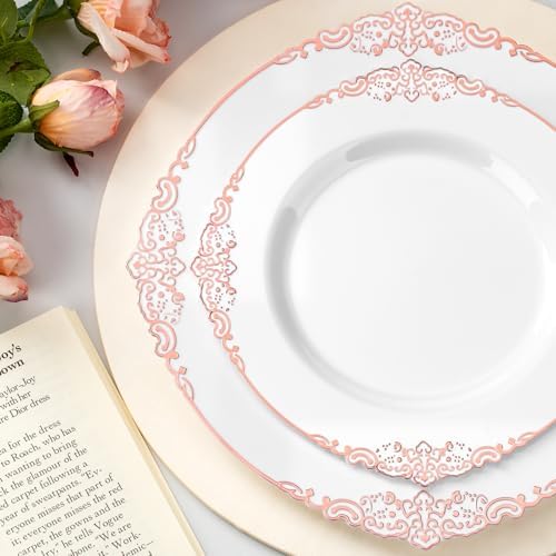 Bestluck 350PCS Rose Gold Disposable Dinnerware for 50 Guests - Image 3