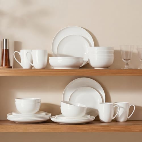 KINGSTONE Bone China Dinnerware Set for 4, 16-Piece Plates Bowls and Cups - Image 6