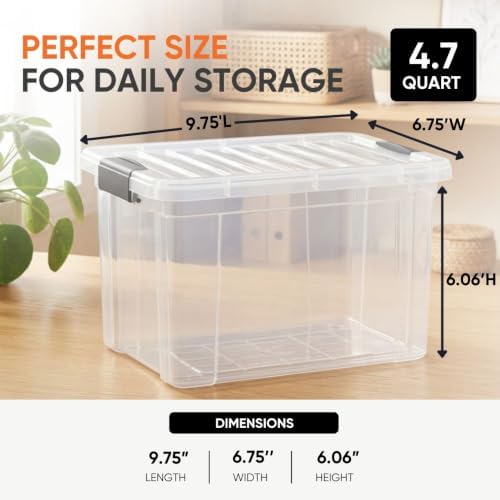Superio 4.75 Quart Clear Plastic Storage Boxes with Lids, Stackable Organizer Containers, BPA-Free Storage Bins for Home, Office, School & Dorm, 4 Pack - Image 3