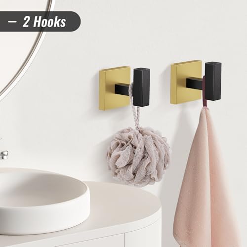 YACVCL Towel Bar Set, 5-Piece Black and Gold Bathroom Hardware Set, Black&Gold Bathroom Accessories Set, SUS304 Stainless Steel 23.6 Inch Towel Holder Towel Racks Set Wall Mounted - Image 5