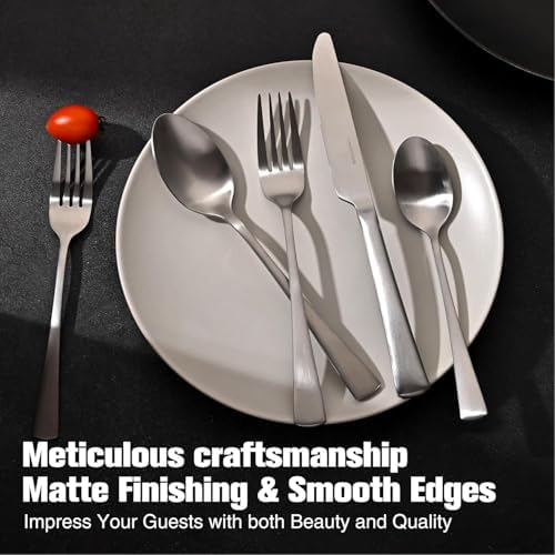 18/10 Flatware set for 12, 60 Piece Matte Stainless Steel Silverware Set - Image 6