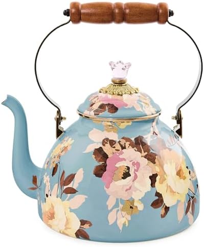 MACKENZIE-CHILDS Tea Kettle, 3 Quarts, Wild Rose Slate by Unknown