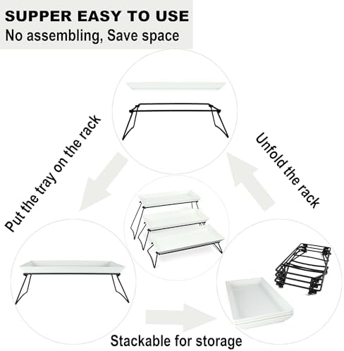 Czlizdyt Extra Large 3 Tier Serving Tray Set, 24x22x9.7 inch Cupcake Fruit Cookie Dessert Table Display Stands Melamine Tiered Platters Food Trays for Party Buffet Entertaining, White - Image 3