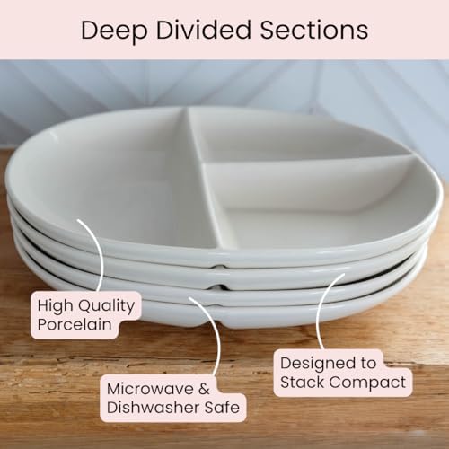Uba Portion Control Plate (PORCELAIN) for Adults for Healthy Diet (White, 4) - Image 5