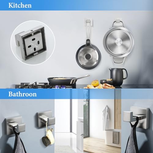 Brushed Nickel Bathroom Towel Bar Set Bathroom Accessories Hardware Set Including Double Towel Bar Towel Ring Coat Hook and Toilet Paper Holder with Shelf. Wall Mounted Stainless Steel - Image 5