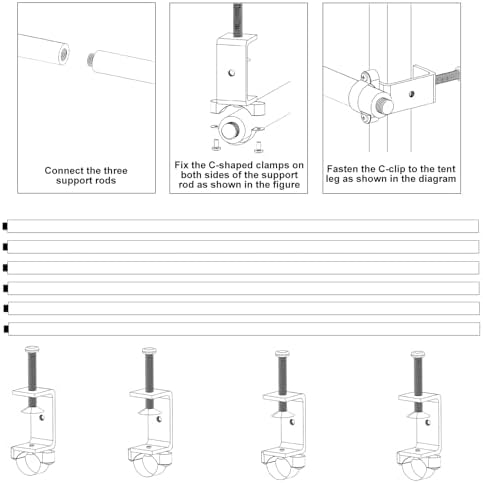 10ft Universal 3-Segment Canopy Tent Rail Bars with Frame Connectors,2-Pack - Image 5