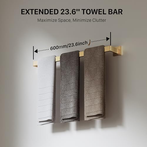 5-Piece 23.6 Inch Brushed Gold Bathroom Hardware Accessories Set - Image 3