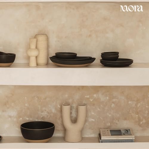 MORA Jumbo and Large Serving Dishes Set of 2, 13 inch and 12 inch Ceramic Pottery Oval Platters - Microwave, Oven and Dishwasher Safe - Liquorice - Image 5