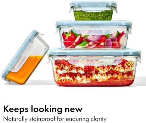 OXO Good Grips Smart Seal 16-Piece Glass Food Storage Container Set - Arctic Blue - Image 4