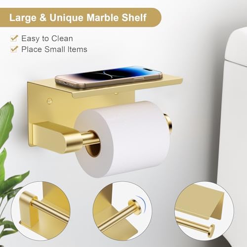 Lairuier Bathroom Hardware Set Brushed Gold, Towel Holder Set Wall Mounted - Image 2