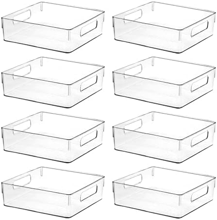 Clear Plastic Storage Bins, Home Bathroom Laundry Room Freezer Refrigerator Pantry Organizers and Storage Containers Fridge Organizer Bins Kitchen Organization Cabinet Medicine Bin for organizing by ShelfShaper